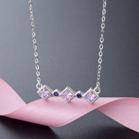 wholesale S925 Silver Korean and Japanese Fashion Minimalist Student Necklace for Women, Zircon Inlaid Creative Geometric Pendant Collarbone Chain Wholesale-Fashion necklace 925 silver