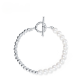 wholesale S925 Sterling Silver Fashion Popular Shell Bead Strand Bracelet OT Chain with Pearl Bracelet Exquisite Circle Buckle Accessory-0-0