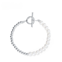 wholesale S925 Sterling Silver Fashion Popular Shell Bead Strand Bracelet OT Chain with Pearl Bracelet Exquisite Circle Buckle Accessory-Freshwater Pearls 925 Silver