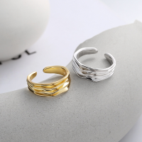 wholesale S925 Sterling Silver Irregular Texture Textured Open Ring Ins Style Niche Design Light Luxury Wind Ring-D213/white gold approximately 4.1g &gt; opening adjustable