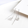 wholesale S925 Sterling Silver Geometric Cube Earrings, Ear Threads, Korean-style Trendy Rubik's Earrings, Women's Elegant Minimalist Jewelry-0-0