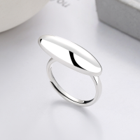 wholesale S925 Silver Korean Style Minimalist Oval Geometric Design Fashion Versatile Open Ring-YJ982/approx. 4.8g Adjustable opening