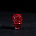 wholesale Metal material natural cinnabar Tibetan-style integrated three-hole carved purple clay round bead key pattern Buddha head and pagoda DIY bracelet accessory-0-7