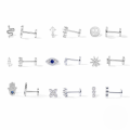wholesale S925 Sterling Silver Rhinestone Evil Eye Flat Threaded Cartilage Ear Stud, Small Snake Smiley Ear Crawler-0-4
