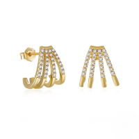 wholesale S925 Sterling Silver Zircon Accented Colored Ear Cuff, Ear Clip, And Stud Earrings In Korean Style Creative Design-Gold-Style 2 925 Silver