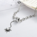 wholesale S925 Sterling Silver Cross Maple Leaf Pearl Necklace for Women Hip-hop Dark Minimalist Style Niche Design Trendy Internet-famous Necklace-0-0