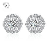 wholesale Metal: 925 Sterling Silver Mu Jing Jewelry New Floral Ear Studs for Women, Exquisite Flower Circle Earrings, Ins Style-E290 Flower Earrings 925 Silver