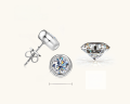 wholesale S925 Silver Round Moissanite Stud Earrings Bubble Couple Style, Fashionable and Versatile Elegant Ear Accessories-0-8