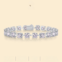 wholesale S925 Silver 65mm Moissanite 1 Carat Promise of Time Bracelet Cross-border Best-seller Foreign Trade Jewelry Wholesale-1 carat Moissanite about 16.5cm