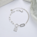 wholesale S925 Sterling Silver Korean-style Creative Diamond-Inlaid Loop Bracelet Set with Irregular English Pendant Versatile Necklace-0-2