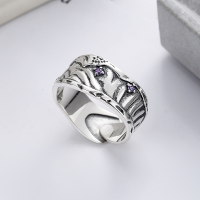 wholesale S925 Sterling Silver Korean Minimalist Style Irregular Design Textured Zircon Accented Open Ring-YJ696/approx. 5.2g Adjustable opening