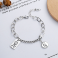 wholesale S925 Sterling Silver Hip-Hop Style Patchwork Letter Pendant Smiley Double-Sided Simpsons Cartoon Print Bracelet-0-0