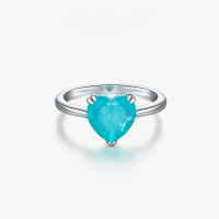 wholesale 925 Silver Plated Synthetic Paraiba 4ct Heart-Shaped 10*10 Ring for Women Fashion Minimalist Drop Shipping-Paraiba color 10*10; N80【R-0388】 No. 6
