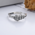wholesale S925 Sterling Silver European and American Punk Style Skeleton Demon Hand Bone Ring Hip Hop Dark Adjustable Ring-0-1