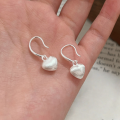 wholesale Silver metal Korean-style textured matte heart-shaped earrings for women, luxurious and elegant with a hook design-0-5