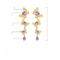 wholesale S925 Silver High-End Designer Gemstone Earrings, Natural Butterfly Design with Genuine Amethyst Ear Drops-0-0