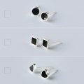 wholesale S925 silver black square and round geometric stud earrings for women and men, couple style E0337-1-0-3