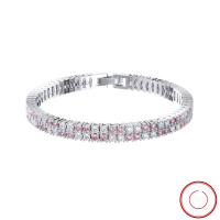 wholesale 925 Sterling Silver Double Row Colorful Zircon Tennis Bracelet, Molded Zircon Bracelet, Cross-Border Hit-White + medium purple-blue 4A zircon, platinum, width 4.0mm, length 16.5cm, weight approximately 12.1g 925 silver