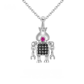 wholesale S925 Sterling Silver Original Silver Luck Hui Robot Necklace, Trendy Minimalist Versatile High-End Feel Heart Pendant Necklace Wholesale-0-6