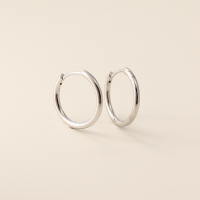 wholesale S925 Sterling Silver Minimalist Korean Plain Circle Round Ear Studs Light Surface Multiple Sizes Stackable Ear Hoops-14mm platinum 925 silver