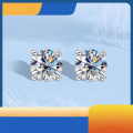 wholesale Metal Classic Four-Prong Moissanite Stud Earrings for Women, Small Batch Design, OEM Customization from Samples, Images, or Models, ODM Processing-0-0