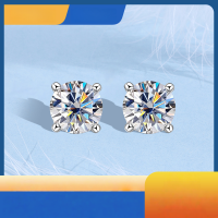 wholesale Metal Classic Four-Prong Moissanite Stud Earrings for Women, Small Batch Design, OEM Customization from Samples, Images, or Models, ODM Processing-White 0.5 carat + 0.5 carat  925 silver