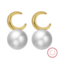 wholesale 14K gold and S925 sterling silver moon-shaped natural Baroque pearl fashionable ear studs wholesale-0-4