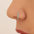 wholesale S925 Sterling Silver Light Luxury Opal Simple Nose Piercing Ring, High-end Ear Cartilage Hoop Earrings-0-3