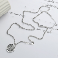 wholesale S925 Sterling Silver Retro Embossed English Letter M Necklace, INS Euro-American Nordic Versatile Personalized Creative Sweater Chain-0-1