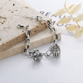 wholesale S925 Sterling Silver Vintage Antique Ingot Basket with Auspicious Coin Openwork Patchwork Lucky Cat Bracelet-0-2