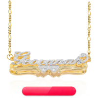 wholesale Metal material, cross-border best-selling hip-hop double-layer color-plated love name necklace with dropshipping-LCFZ1747>Copper