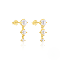 wholesale 925 Sterling Silver Metal With Marquise-cut Zircon And Pearl Earrings, Small Ins Style-Gold#3 925 Silver