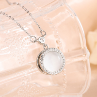 wholesale S925 Silver Tide Xiaobai Rotatable Cat's Eye Stone Pendant Necklace for Women, Ins Light Luxury, Small and Exquisite, Elegant-xb609-copper platinum