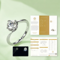 wholesale S925 Sterling Silver Plated Bud Moissanite Ring D Color with Certificate 1 Carat Moissanite Engagement Ring Cross-Border Hot Sale-0-3
