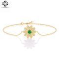 wholesale S925 Silver Chain with Cultivated Emerald Gemstone Floral Dream Sunward Bracelet Jewelry Wholesale-0-1