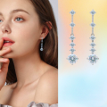 wholesale S925 Sterling Silver Moissanite Earrings with Silver Pin Wholesale, Heavy Duty Long Drop Tassel Earrings for Women, Ear Climbers-0-0
