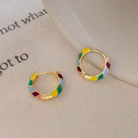 wholesale 925 Silver Tide XiaoBai Sweet and Cool Style Rainbow Elegance Earrings for Women, Minimalist Small Design Sense Stud Earrings-xb1284-color glue earrings