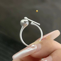 wholesale S925 Sterling Silver Wooden Fish Ring, Knock to Accumulate Merit, Creative Niche Design Ring, High-End Stress Relief Gift-Wooden Fish Ring [Large] / Approx. 3.4g JZ016365