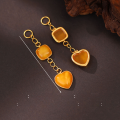 wholesale 925 Sterling Silver Gold-Plated Fittings Inlaid with Natural Amber Teardrop Connecting Chain Extension Tail Chain DIY Bracelet-0-7