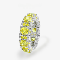 wholesale 5*5 square pagoda cut 08ct golden yellow high-carbon diamond full diamond ring stackable ring, sizes 6-10 available-Golden yellow【R-2463】>9