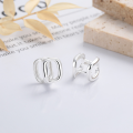 wholesale S925 Sterling Silver Yunchaoxuan Cross-Border European and American Personalized Trendy Letter O Double-Sided Ear Clasp Fashion Minimalist Geometric Earrings-0-0