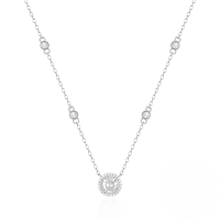 wholesale S925 Sterling Silver Classic Zircon Star Point Necklace, Korean Japanese Internet Celebrity Luxury Niche Design Versatile Collarbone Chain-Platinum 925 silver
