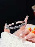 wholesale 9999 Pure Silver "Ocean Oath and Mountain Pledge" Bracelet – Chinese Trend Style, New Chinese Retro, High-End Aesthetic, Openable Bangle-0-10