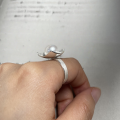 wholesale S925 Sterling Silver Unique Style One Pearl Ring for Women, Small and Chic, High-End Feeling, Natural Pearl Open Adjustable Ring-0-4