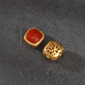 wholesale S925 Silver Gold Plated Antique Gold Baoshan Southern Red Pendant Spacer Beads Loose Beads for DIY Accessories, Bracelet, Necklace-0-5