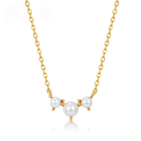 wholesale S925 Sterling Silver New Minimalist Geometric Pearl Necklace Fashion Trend Wholesale for Women-10K gold + swimming paint  925 silver