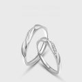 wholesale S925 Sterling Silver Adjustable Möbius Strip Love Frequency Couple Rings, Minimalist and Niche Luxury Matching Bands-0-1