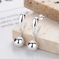 wholesale S925 Sterling Silver U-shaped Tassel Ball Stud Earrings, Minimalist Style, Niche Design, Women's Earrings-397FR/approx. 3.7g 925 silver