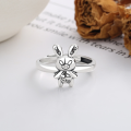 wholesale S925 Sterling Silver Korean Style Cartoon Creative Pig Rabbit Knight Cute Trendy Cool Versatile Adjustable Ring for Men and Women-0-1