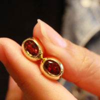 wholesale S925 Sterling Silver with Natural Garnet Bubble-style Stud Earrings, Simple and Fashionable Retro Jewelry-Garnet earrings 925 silver